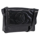 CHANEL Shoulder Bag Patent Black CC Auth 192734-1