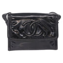 CHANEL Shoulder Bag Patent Black CC Auth 192734-13