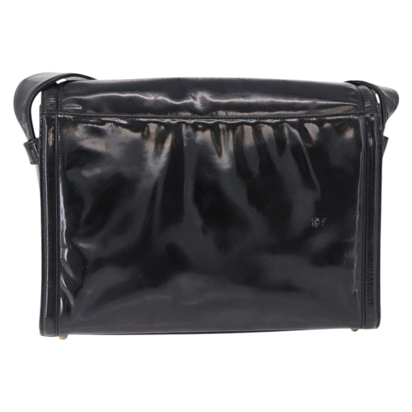 CHANEL Shoulder Bag Patent Black CC Auth 192734