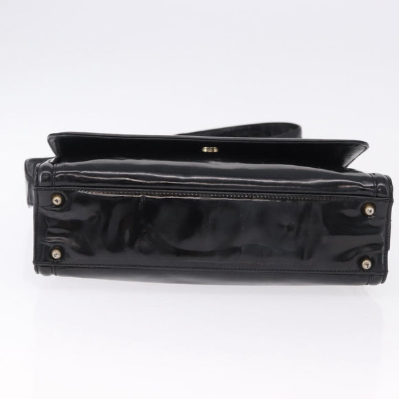 CHANEL Shoulder Bag Patent Black CC Auth 192734