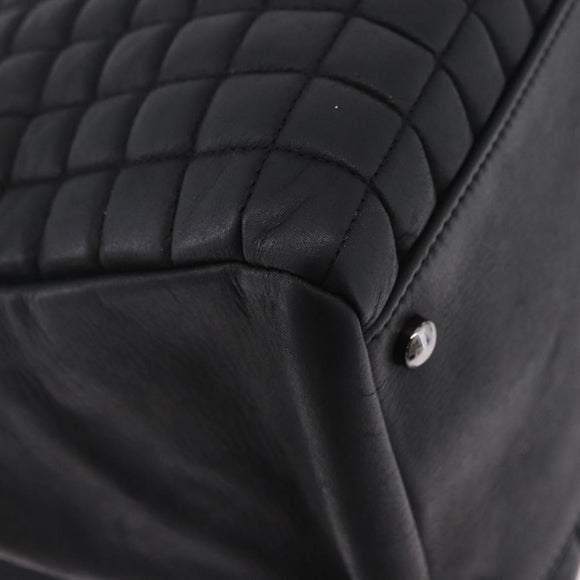 CHANEL Choco Bar Chain Shoulder Bag Lamb Skin Black Silver CC Auth 192736V