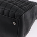 CHANEL Choco Bar Chain Shoulder Bag Lamb Skin Black Silver CC Auth 192736V-13