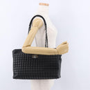 CHANEL Choco Bar Chain Shoulder Bag Lamb Skin Black Silver CC Auth 192736V-25