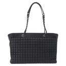 CHANEL Choco Bar Chain Shoulder Bag Lamb Skin Black Silver CC Auth 192736V-3