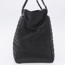 CHANEL Choco Bar Chain Shoulder Bag Lamb Skin Black Silver CC Auth 192736V-4