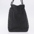 CHANEL Choco Bar Chain Shoulder Bag Lamb Skin Black Silver CC Auth 192736V-5