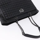 CHANEL Choco Bar Chain Shoulder Bag Lamb Skin Black Silver CC Auth 192736V-6
