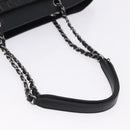 CHANEL Choco Bar Chain Shoulder Bag Lamb Skin Black Silver CC Auth 192736V-7