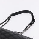 CHANEL Choco Bar Chain Shoulder Bag Lamb Skin Black Silver CC Auth 192736V-8