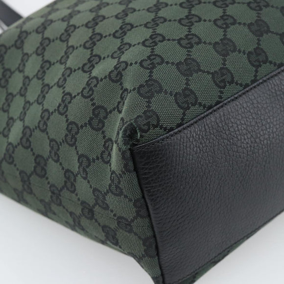 GUCCI GG Canvas Tote Bag Outlet Black Khaki 238696 Auth 192737