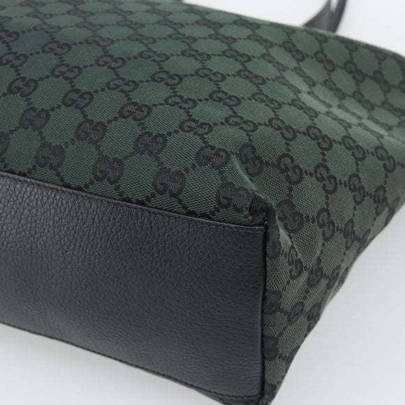 GUCCI GG Canvas Tote Bag Outlet Black Khaki 238696 Auth 192737