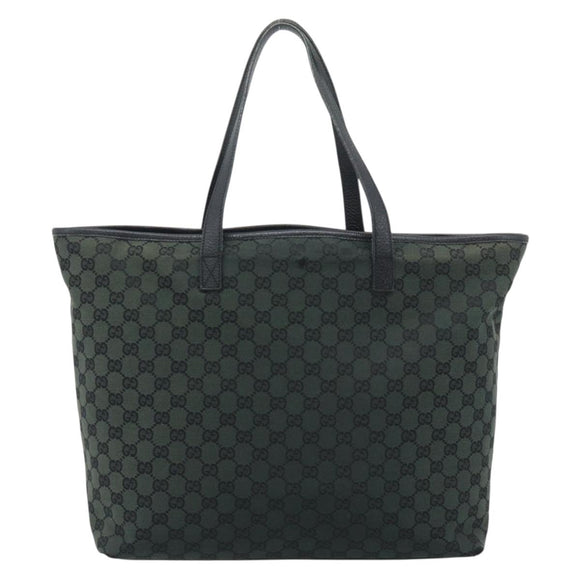 GUCCI GG Canvas Tote Bag Outlet Black Khaki 238696 Auth 192737