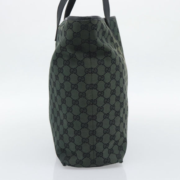 GUCCI GG Canvas Tote Bag Outlet Black Khaki 238696 Auth 192737