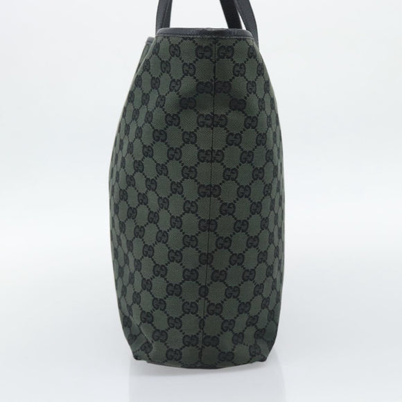 GUCCI GG Canvas Tote Bag Outlet Black Khaki 238696 Auth 192737