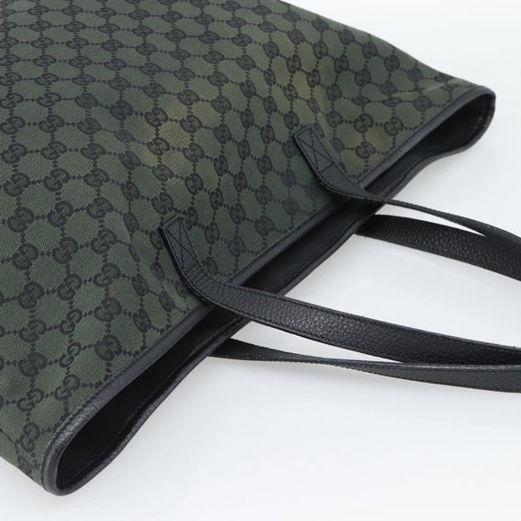 GUCCI GG Canvas Tote Bag Outlet Black Khaki 238696 Auth 192737