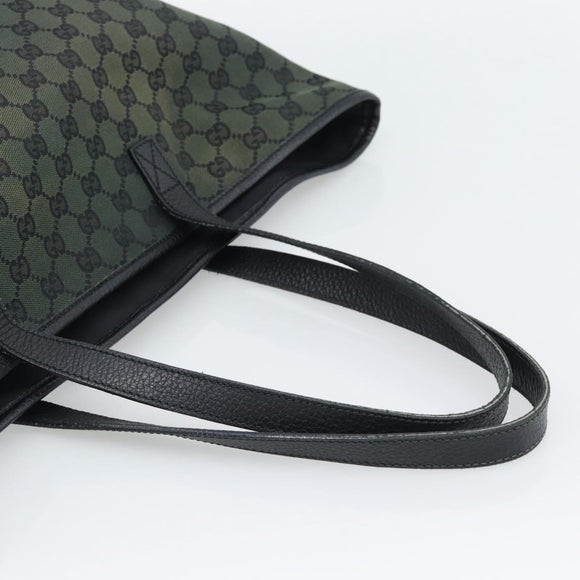 GUCCI GG Canvas Tote Bag Outlet Black Khaki 238696 Auth 192737