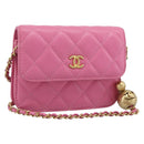 CHANEL Matelasse Chain Shoulder Bag Lamb Skin Pink Gold Tone CC Auth 192738M-1
