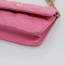 CHANEL Matelasse Chain Shoulder Bag Lamb Skin Pink Gold Tone CC Auth 192738M-11