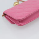 CHANEL Matelasse Chain Shoulder Bag Lamb Skin Pink Gold Tone CC Auth 192738M-14