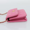 CHANEL Matelasse Chain Shoulder Bag Lamb Skin Pink Gold Tone CC Auth 192738M-4