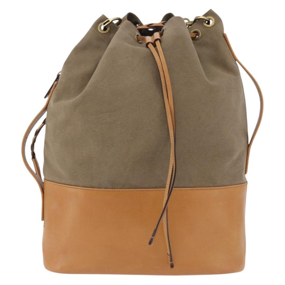 GUCCI Shoulder Bag Canvas Green Beige 110233 Auth 192739A