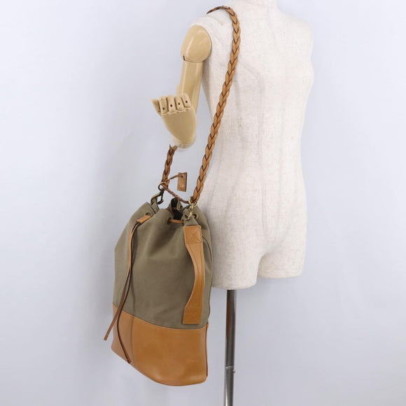GUCCI Shoulder Bag Canvas Green Beige 110233 Auth 192739A