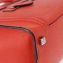 CELINE Luggage Micro Shopper Hand Bag Leather Red Silver Auth 192740A-11