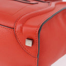 CELINE Luggage Micro Shopper Hand Bag Leather Red Silver Auth 192740A-12