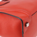 CELINE Luggage Micro Shopper Hand Bag Leather Red Silver Auth 192740A-13