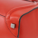 CELINE Luggage Micro Shopper Hand Bag Leather Red Silver Auth 192740A-14