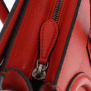 CELINE Luggage Micro Shopper Hand Bag Leather Red Silver Auth 192740A-15