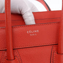 CELINE Luggage Micro Shopper Hand Bag Leather Red Silver Auth 192740A-16