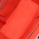 CELINE Luggage Micro Shopper Hand Bag Leather Red Silver Auth 192740A-17