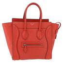 CELINE Luggage Micro Shopper Hand Bag Leather Red Silver Auth 192740A-2