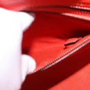 CELINE Luggage Micro Shopper Hand Bag Leather Red Silver Auth 192740A-21