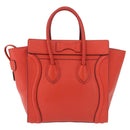 CELINE Luggage Micro Shopper Hand Bag Leather Red Silver Auth 192740A-3