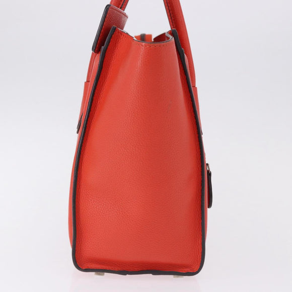 CELINE Luggage Micro Shopper Hand Bag Leather Red Silver Auth 192740A