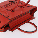 CELINE Luggage Micro Shopper Hand Bag Leather Red Silver Auth 192740A-6