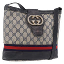 GUCCI GG Supreme Shoulder Bag PVC Leather Navy Gold Tone Auth 192742-1