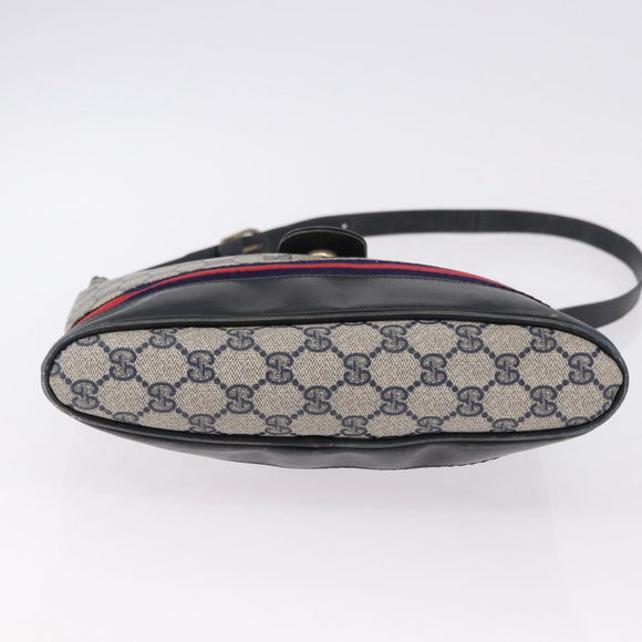 GUCCI GG Supreme Shoulder Bag PVC Leather Navy Gold Tone Auth 192742