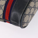 GUCCI GG Supreme Shoulder Bag PVC Leather Navy Gold Tone Auth 192742-13
