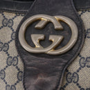 GUCCI GG Supreme Shoulder Bag PVC Leather Navy Gold Tone Auth 192742-15