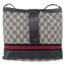 GUCCI GG Supreme Shoulder Bag PVC Leather Navy Gold Tone Auth 192742-3