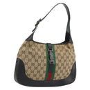 GUCCI GG Canvas Jackie Webb Sherry Line Bag Beige Silver 001 3306 Auth 192743V-1
