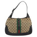 GUCCI GG Canvas Jackie Webb Sherry Line Bag Beige Silver 001 3306 Auth 192743V-2
