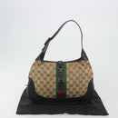 GUCCI GG Canvas Jackie Webb Sherry Line Bag Beige Silver 001 3306 Auth 192743V-24