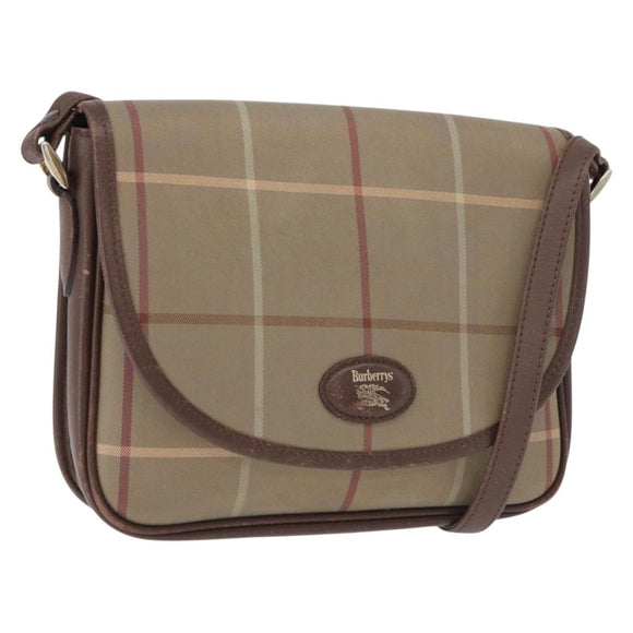 Burberrys Nova Check Shoulder Bag Canvas Brown Gold Tone Auth 192747