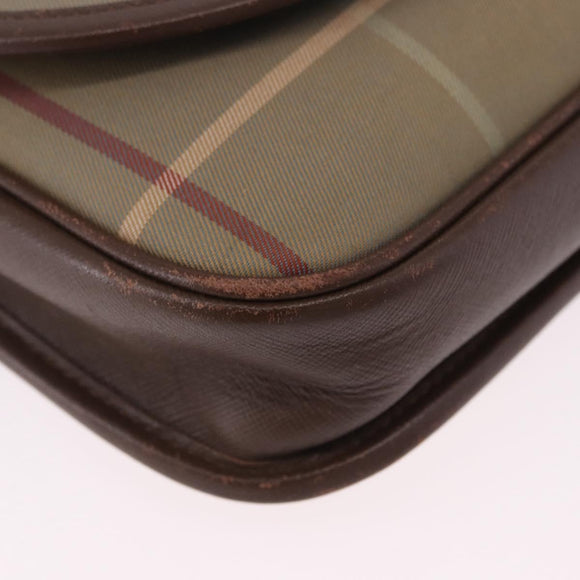 Burberrys Nova Check Shoulder Bag Canvas Brown Gold Tone Auth 192747