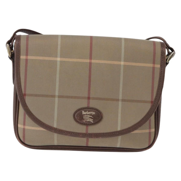 Burberrys Nova Check Shoulder Bag Canvas Brown Gold Tone Auth 192747