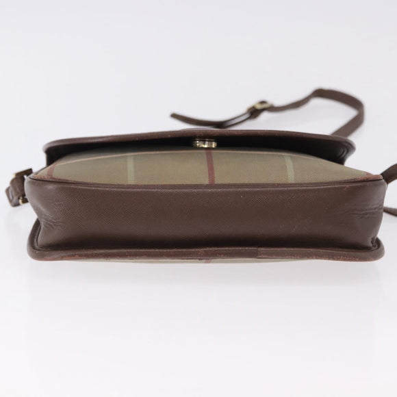 Burberrys Nova Check Shoulder Bag Canvas Brown Gold Tone Auth 192747